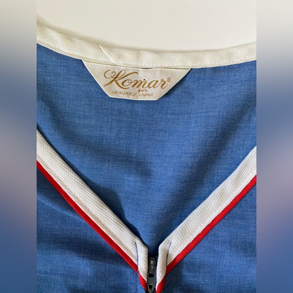 Komar 70s vintage house blue sleeveless dress robe women’s size M/L - Picture 8 of 12